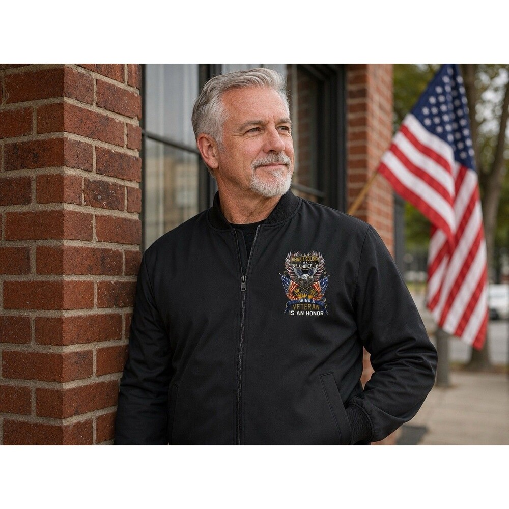 Being a Veteran Is An Honor Mens XXL Black Eagle Full Zip Veterans Jacket